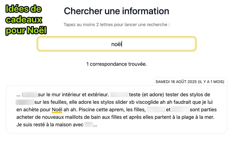 recherche de Noël pour avoir des idées de cadeaux